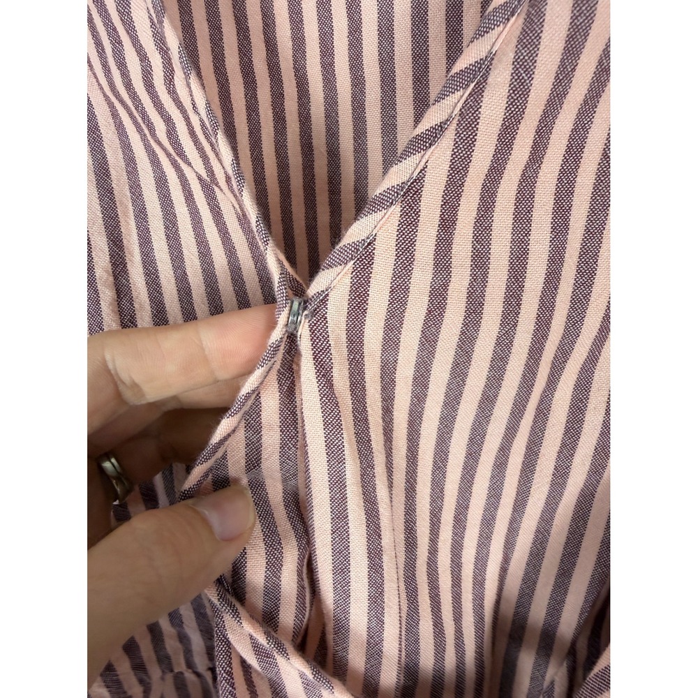 Madewell Pink Brown Striped Wrap Peplum Top S - Picture 5 of 6